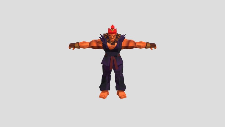 Akuma 3D PRINT statue of street fighter character 3D model 3D