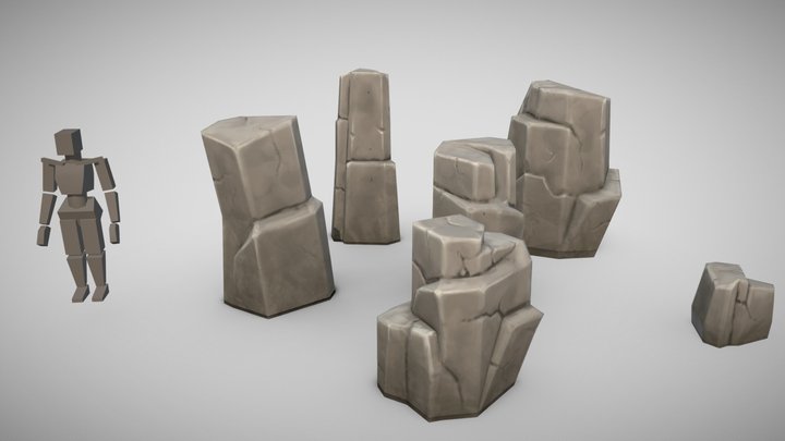 Low poly/Stylized Rocks #1 3D Model