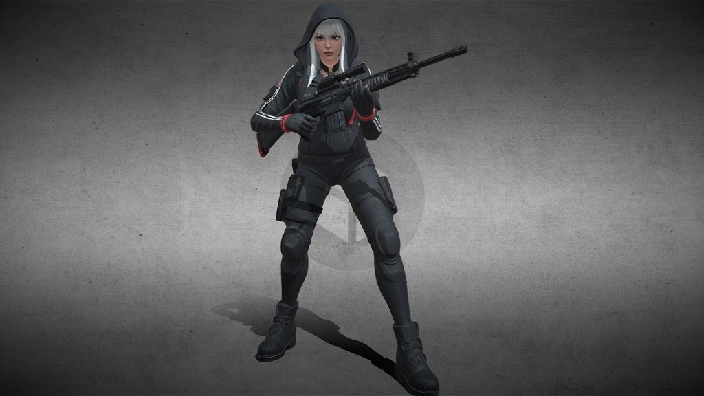 cyberpunk gang sniper, female, slim build