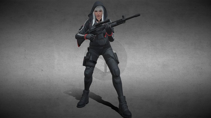 cyberpunk gang sniper, female, slim build – Modello 3D gratuito STL