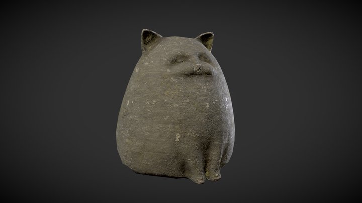 Stone cat statue 3D Model