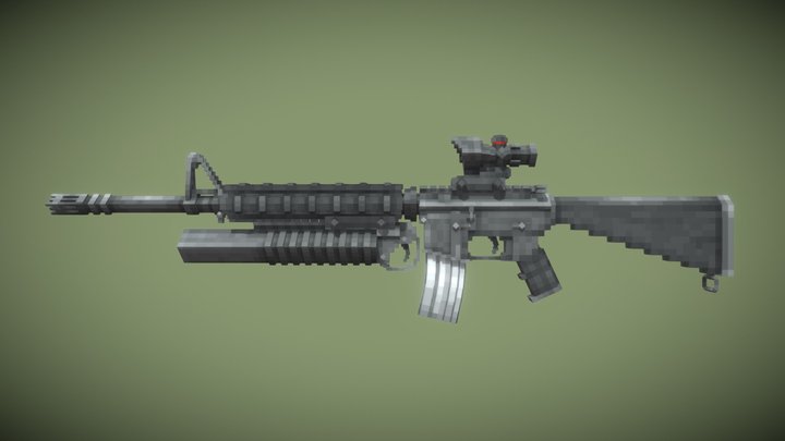 M16a4 - w/Attachments [Voxel] 3D Model