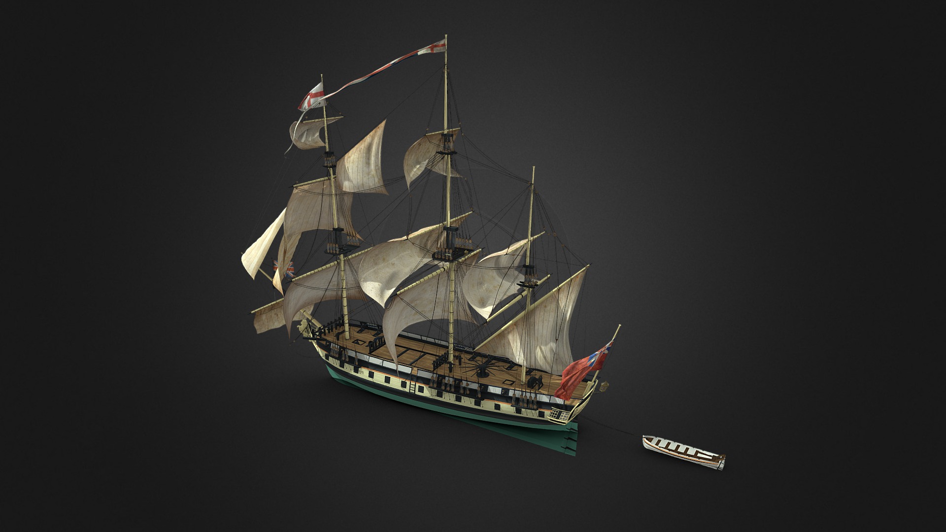 3D model HMS AJAX - This is a 3D model of the HMS AJAX. The 3D model is about a white and black ship.