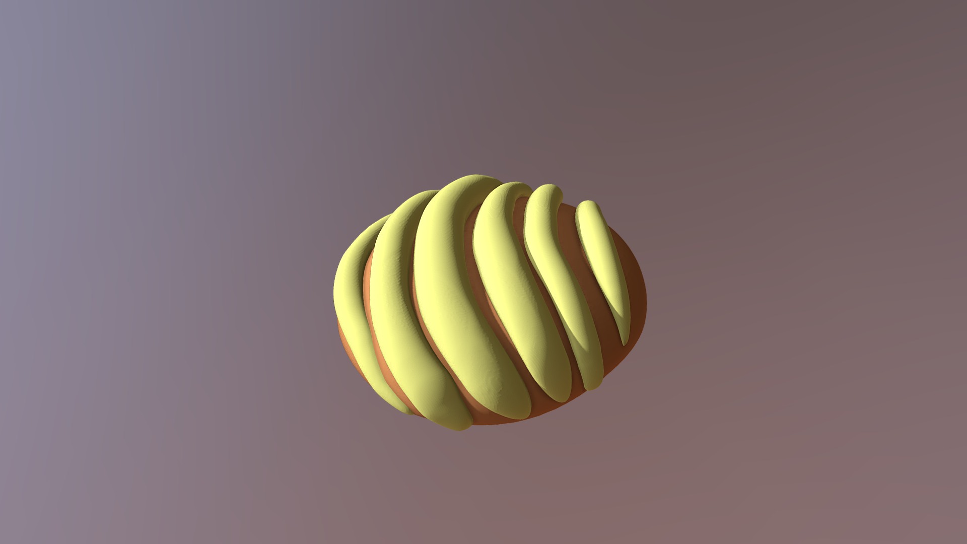 3D model Concha (Yellow) - This is a 3D model of the Concha (Yellow). The 3D model is about a yellow banana with a black background.