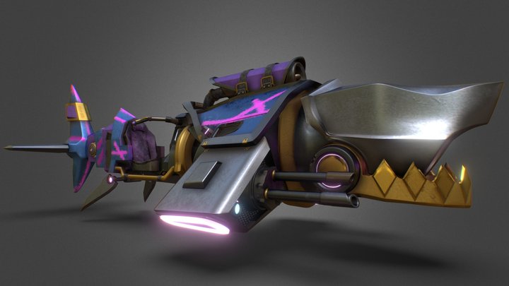 Flying Cyber-Shark 3D Model