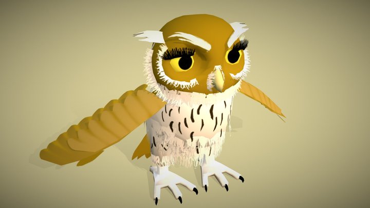 Cartoon Owl - Low Poly Game 3D Model