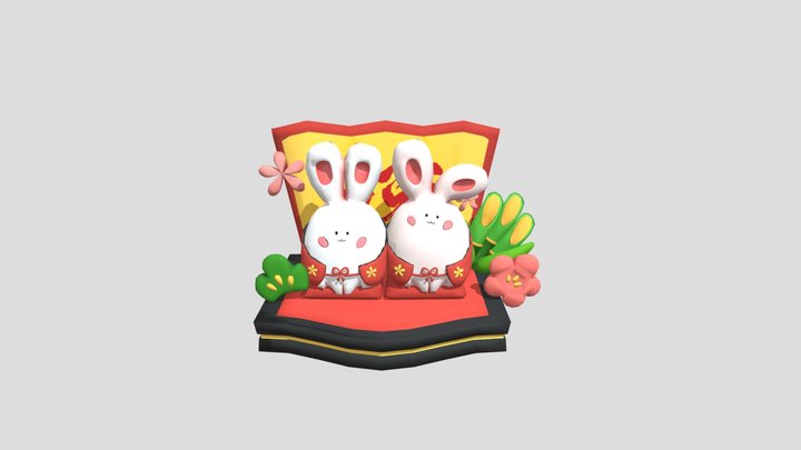 お正月のうさぎ　Syougaturabbit 3D Model
