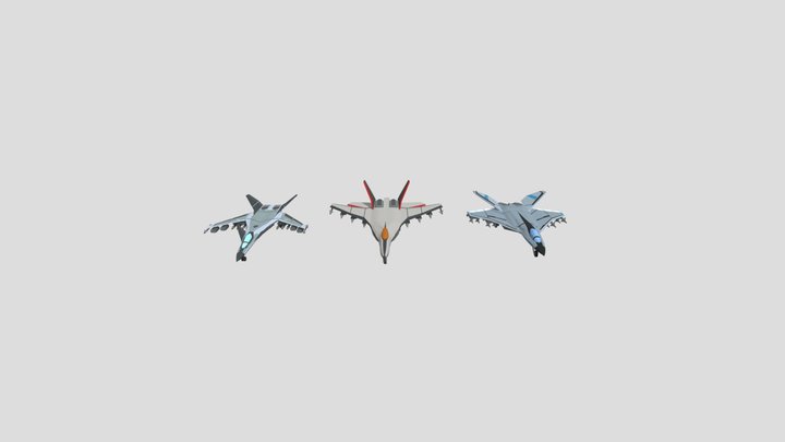 Fighter Jets low-poly pack VER1 3D Model
