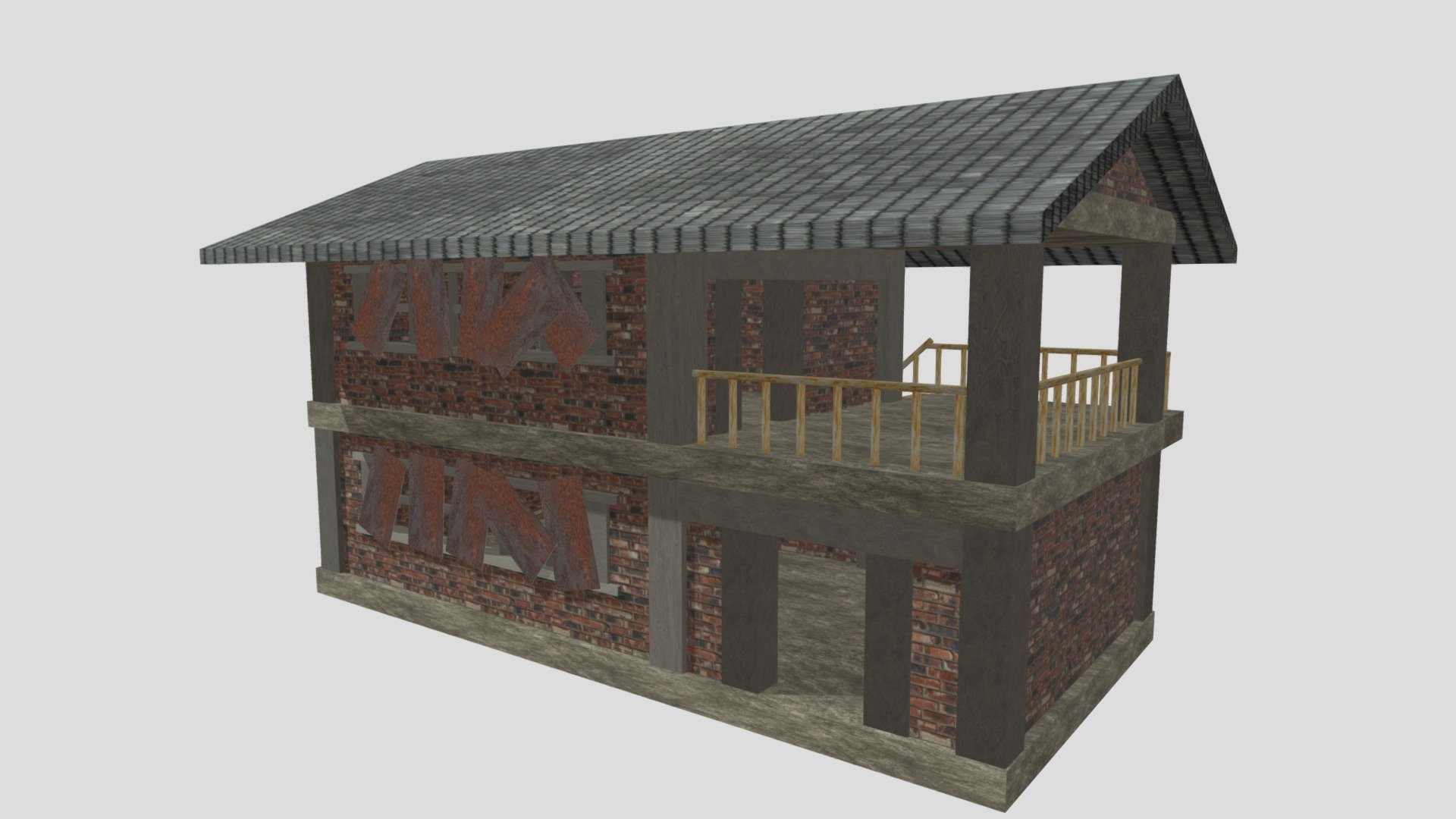 warehouse, post-apocalyptic abandoned house. - 3D model by Alex_Vikodin  (@alexcccer) [d32ec23]