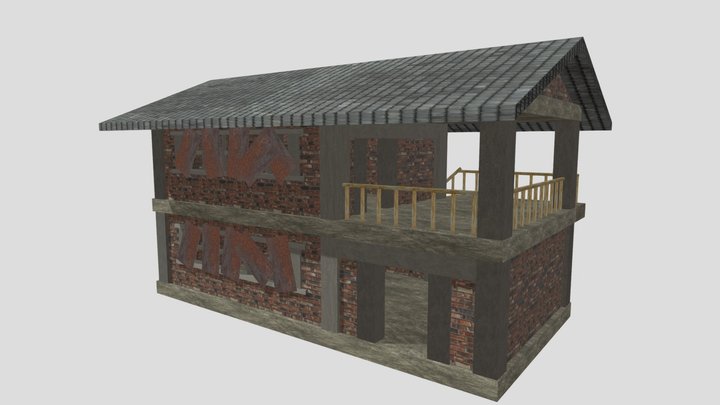 warehouse, post-apocalyptic abandoned house. 3D Model
