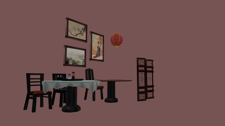 PSX-style "Chinatown Restaurant" Objects 3D Model