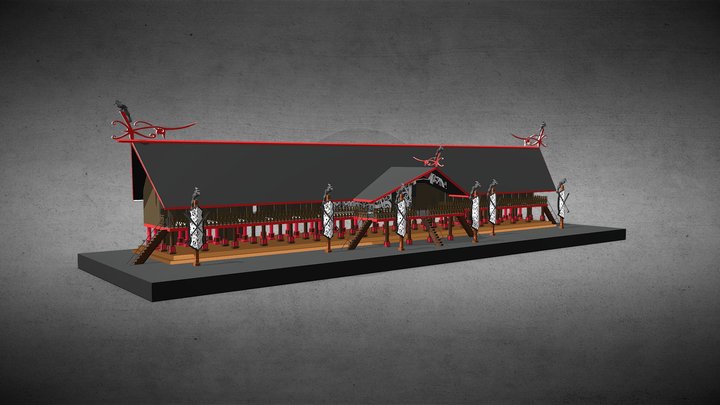 Borneo long House 3D model 3D Model