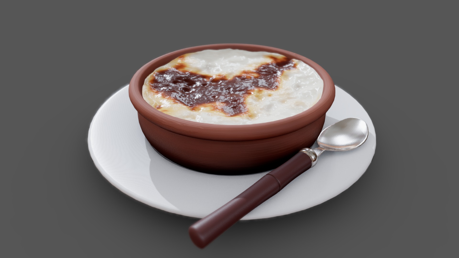 3D model Baked Rice Pudding - This is a 3D model of the Baked Rice Pudding. The 3D model is about a bowl of food.