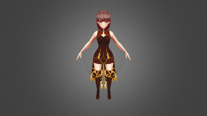 Hand-painted Female Character 3D Model