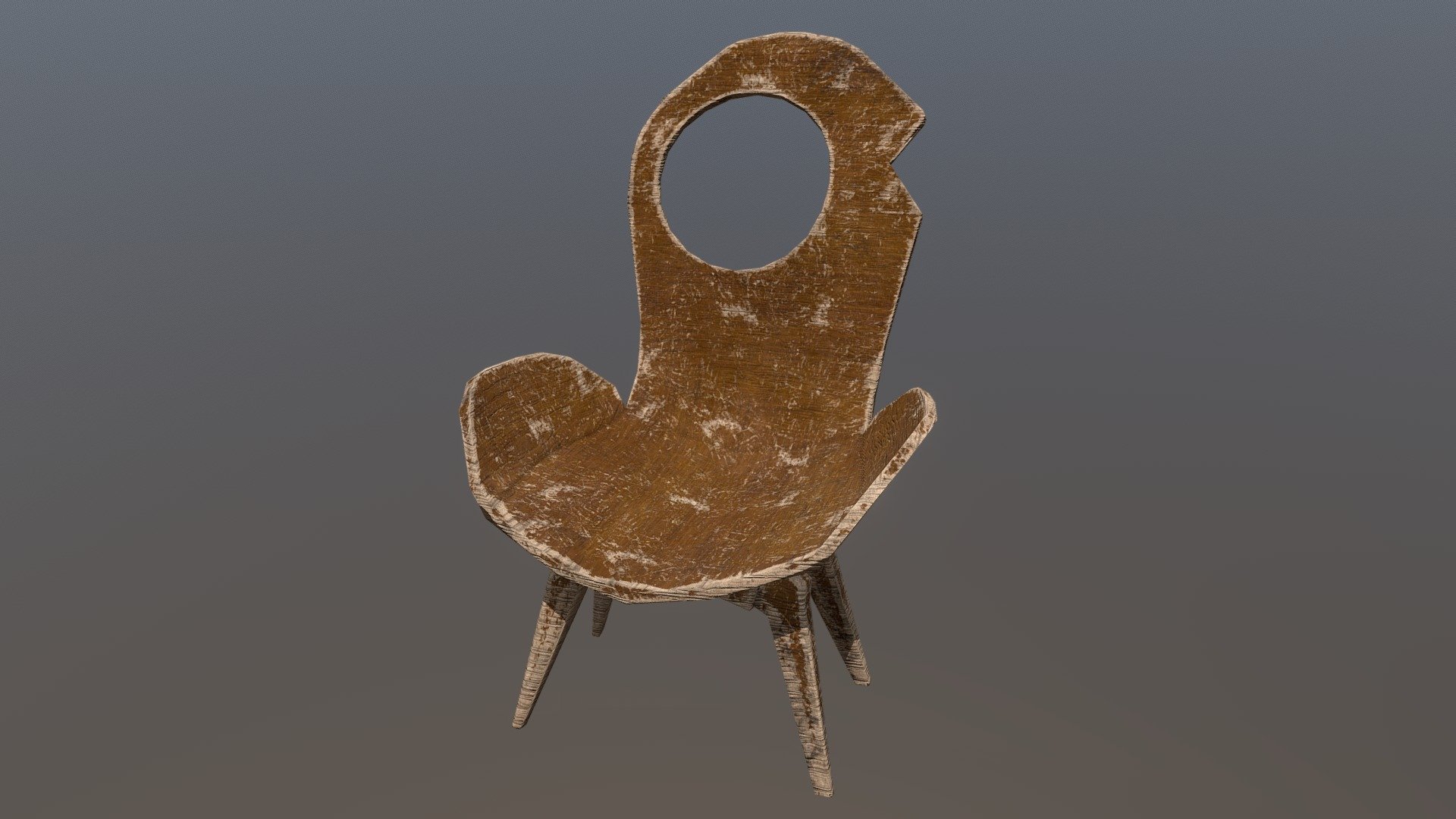 Scratched Wood Chair.