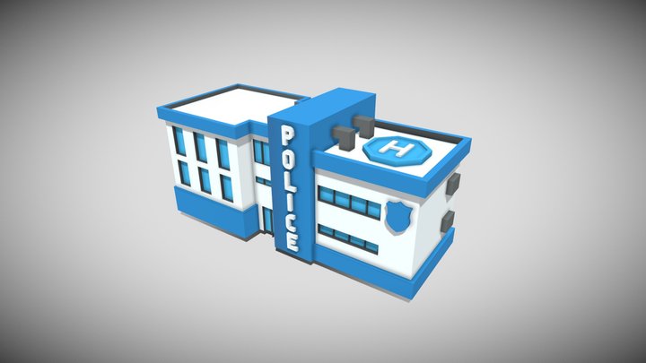 Low Poly Police Station 3D Model