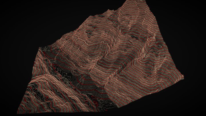 Blatten, Switzerland (topographic lines) – Kostenloses 3D-Modell STL