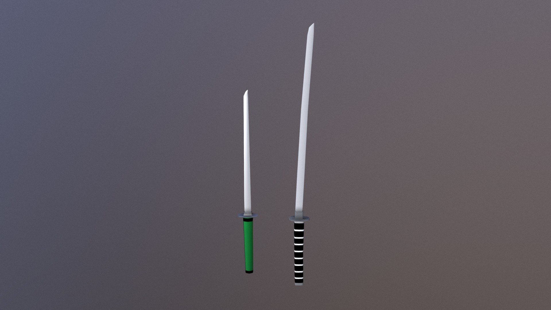 Low Poly Japanese Katana and Wakizashi