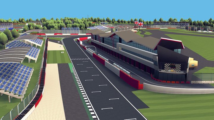 Cartoon Race Track Silverstone 3D Model