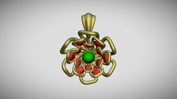Elegant Diamond Floral Pendant Stl Verified 3D Model