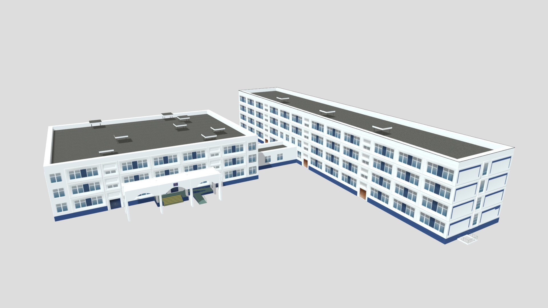 College Building 3d model. Free download.