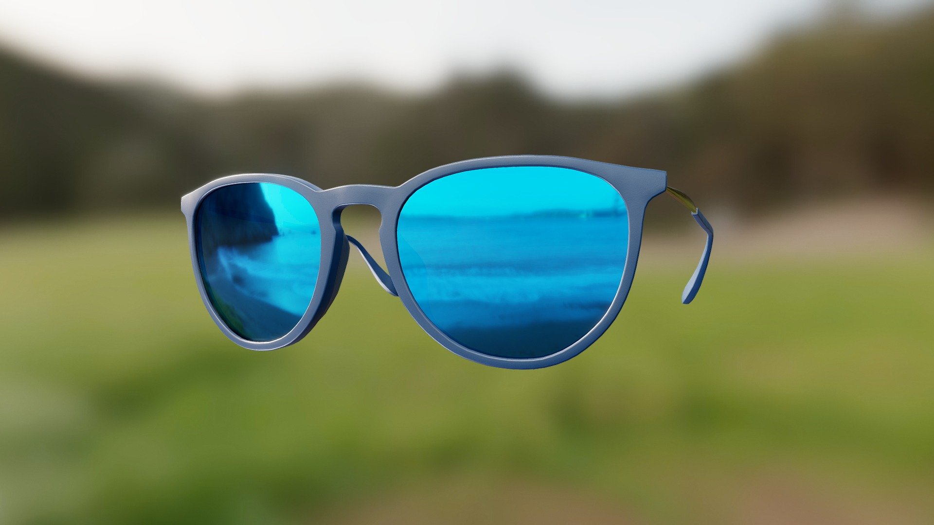 Generic Semi-Rounded Sunglasses (Cobalt)