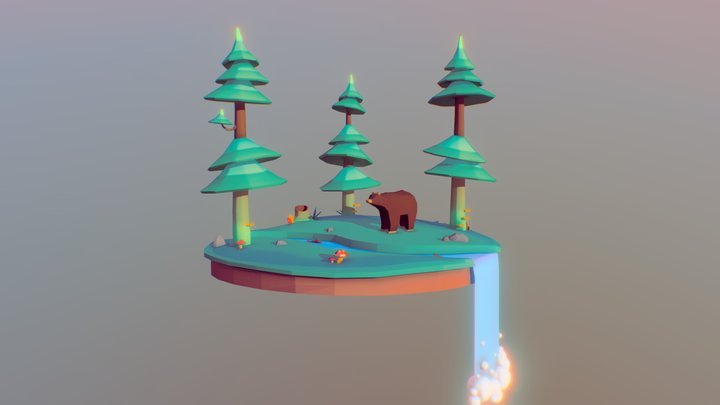 Low Poly Forest scene 3D Model