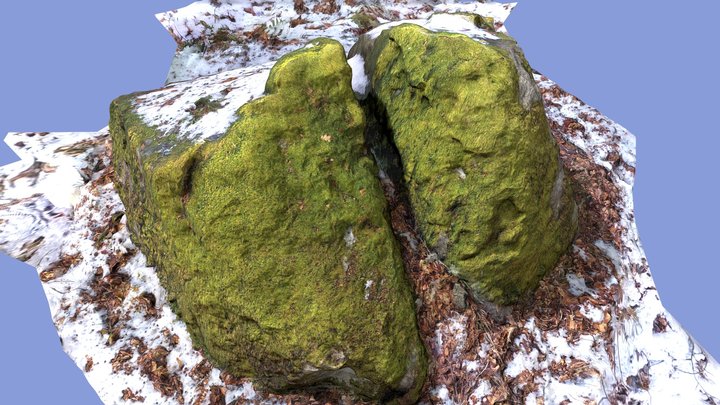 Stone with moss and snow 3D Model