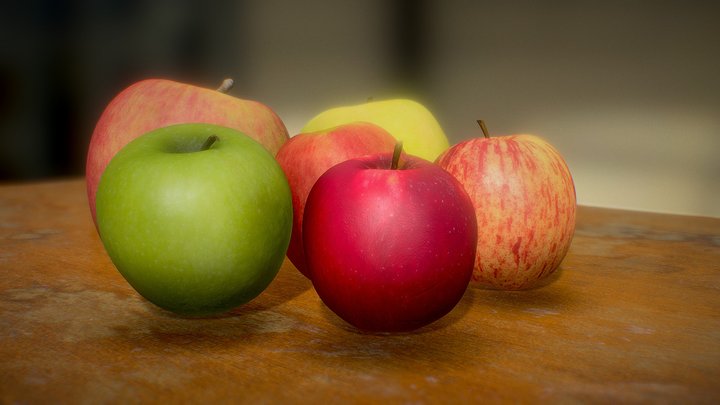 Apples On Table 3D Model