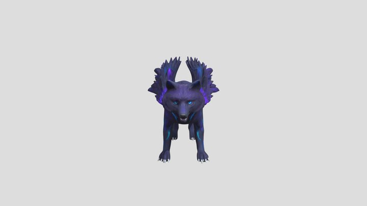 Lunar Winged Wolf 3D Model