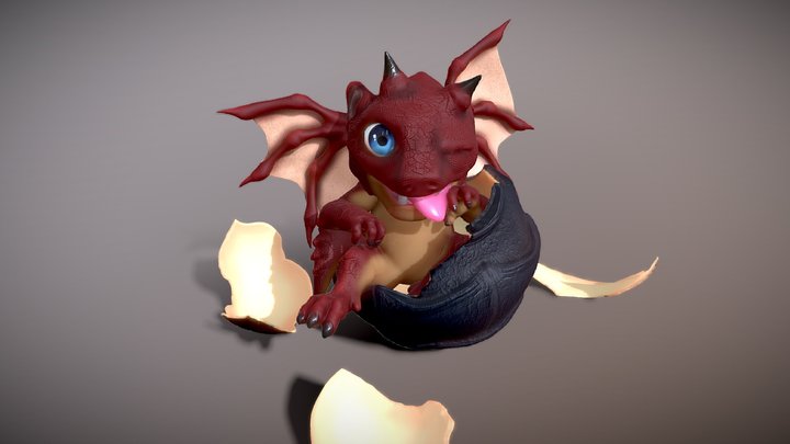 Red Baby Dragon 3D Model