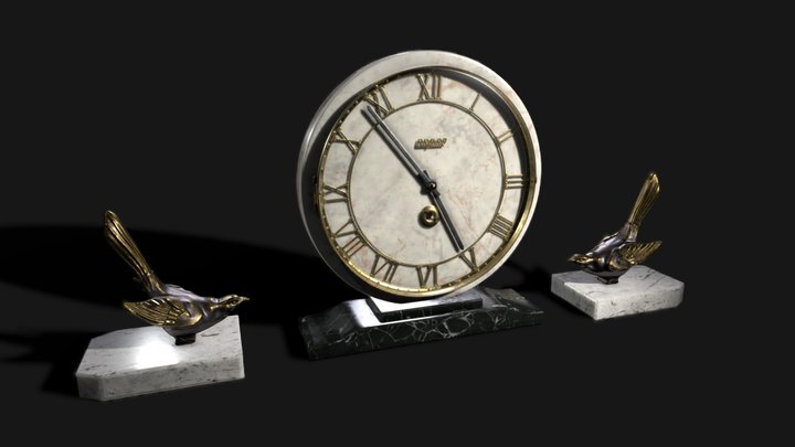 Bayard Marble Clock 3D Model