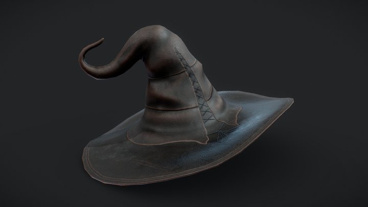 Witches Magic Hat Game Ready Low-poly 3D model 3D Model