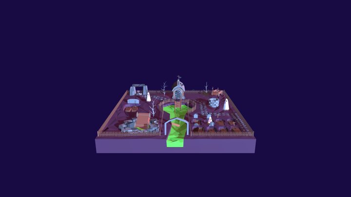 Low Poly Graveyard 3D Model