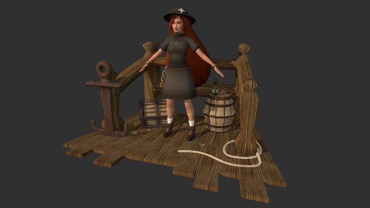 3D Game Art Creation- Pirate Girl (Extra Outfit) 3D Model