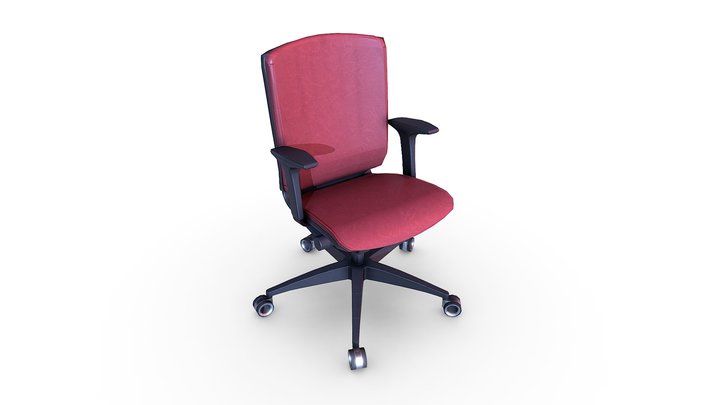 Red Pleather Rolling Office Chair – Free 3D Model STL
