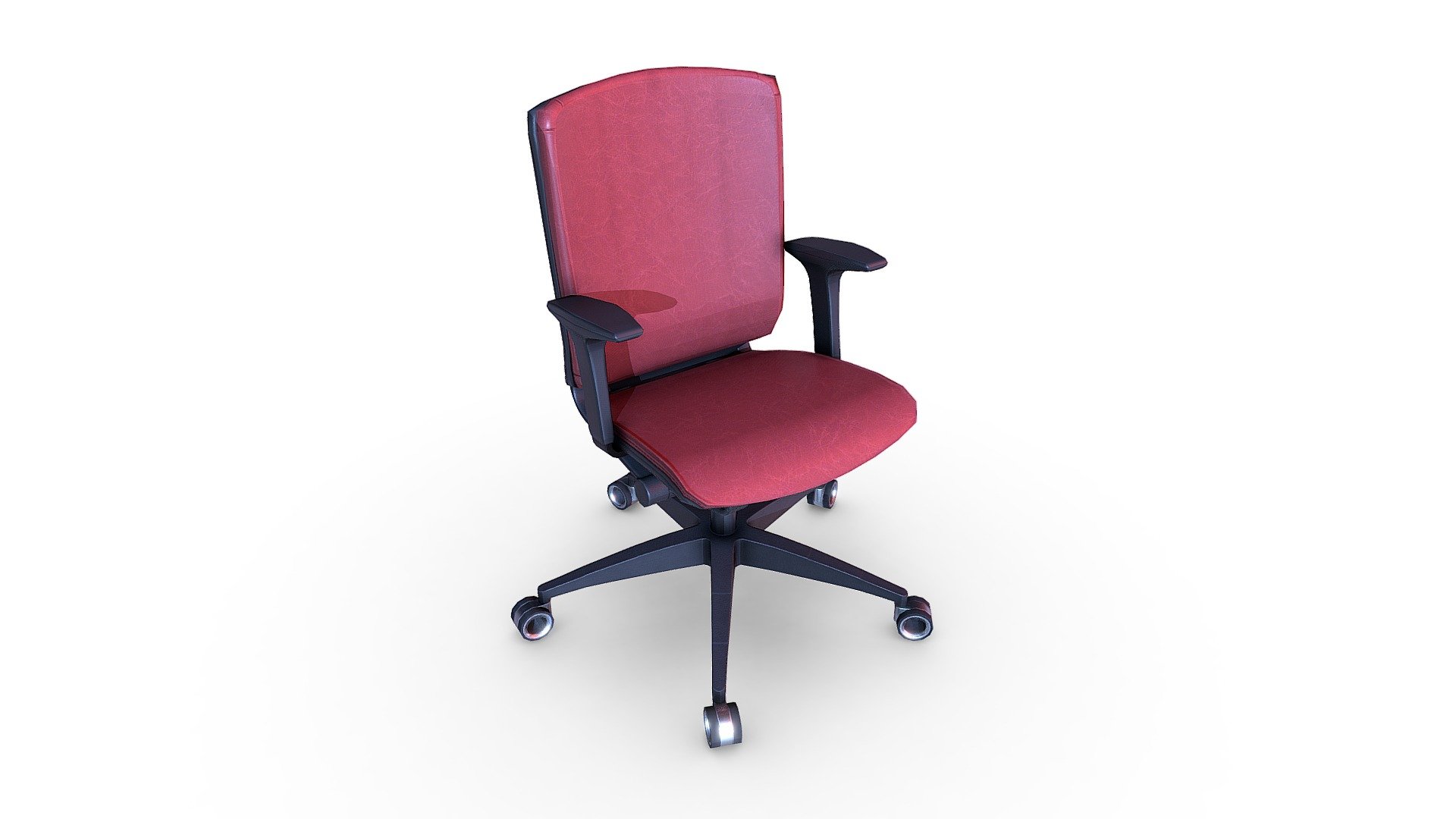 Red Pleather Rolling Office Chair Download Free 3D model by zhixson
