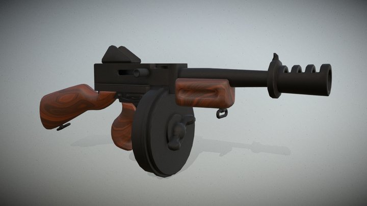 Stylized Tommy Gun 3D Model