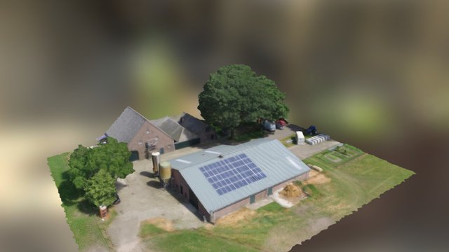 Boerenschuur met nieuw dak en zonnepanelen 3D Model