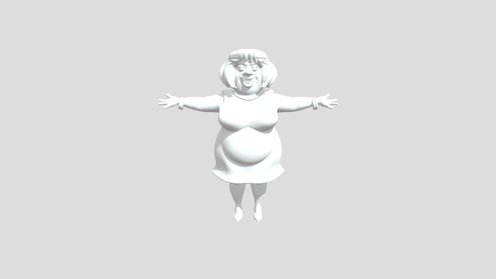 Confident Character in Green Dress 3D Model