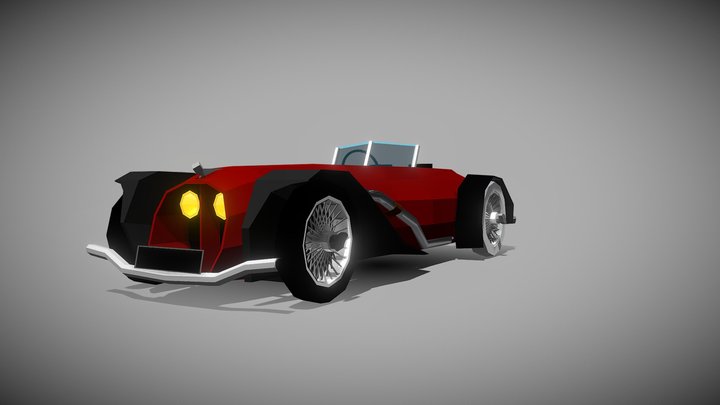 Low-Poly 1930's Generic Sports Car 3D Model