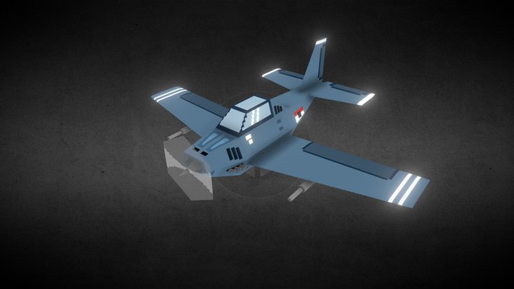 Firing Pixel Art Air Plane 3D Model