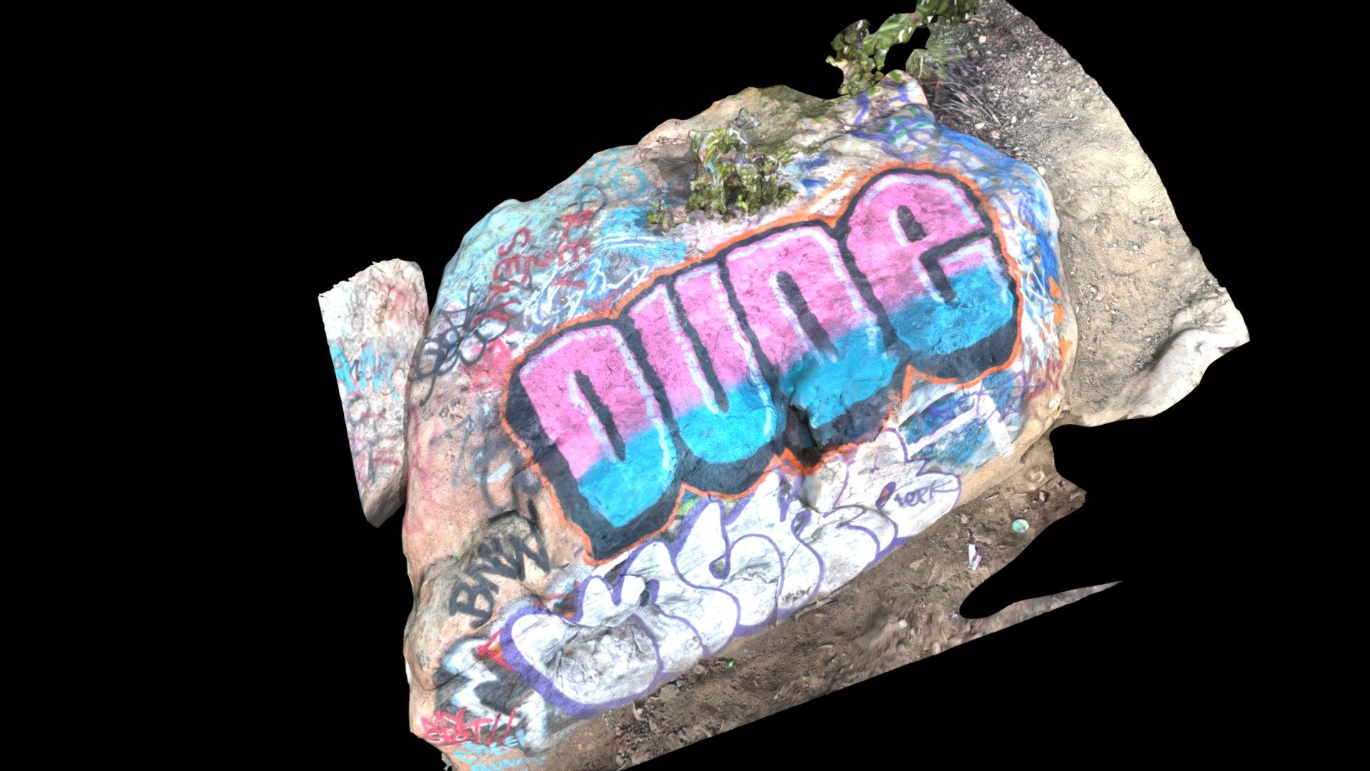 Graffiti Rock Scan The Dude Rock 3D model by blendereams [d37de1b
