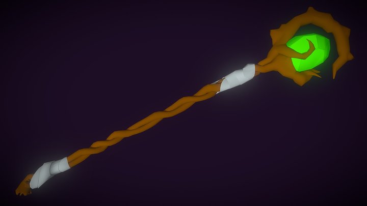 Wizard Staff - Low/Mid Poly | Flat Color 3D Model