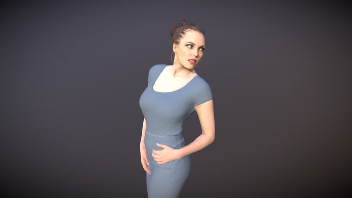 Standing Casual Woman Dream Turning around 3D Model