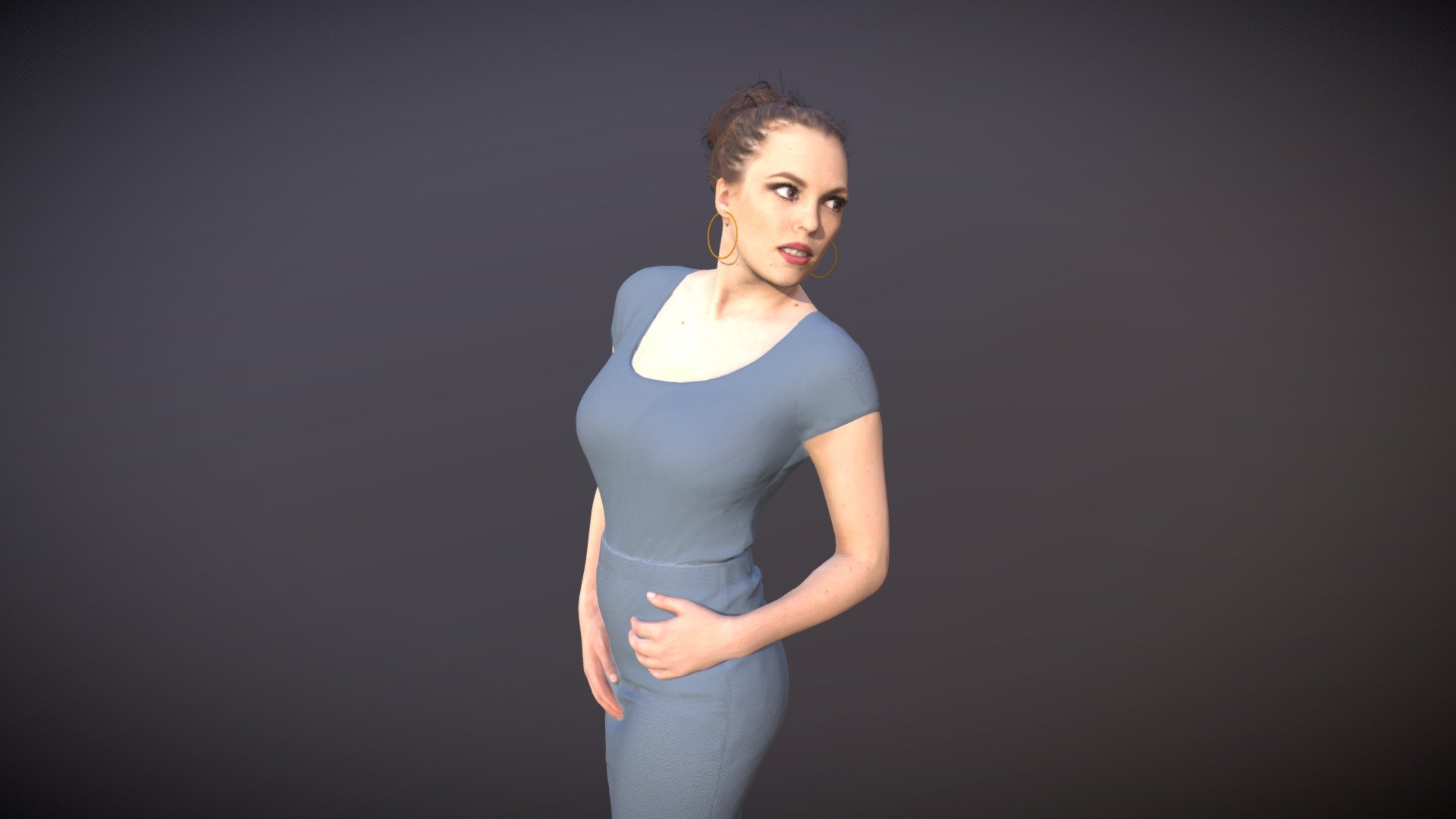 Standing Casual Woman Dominica Turning around