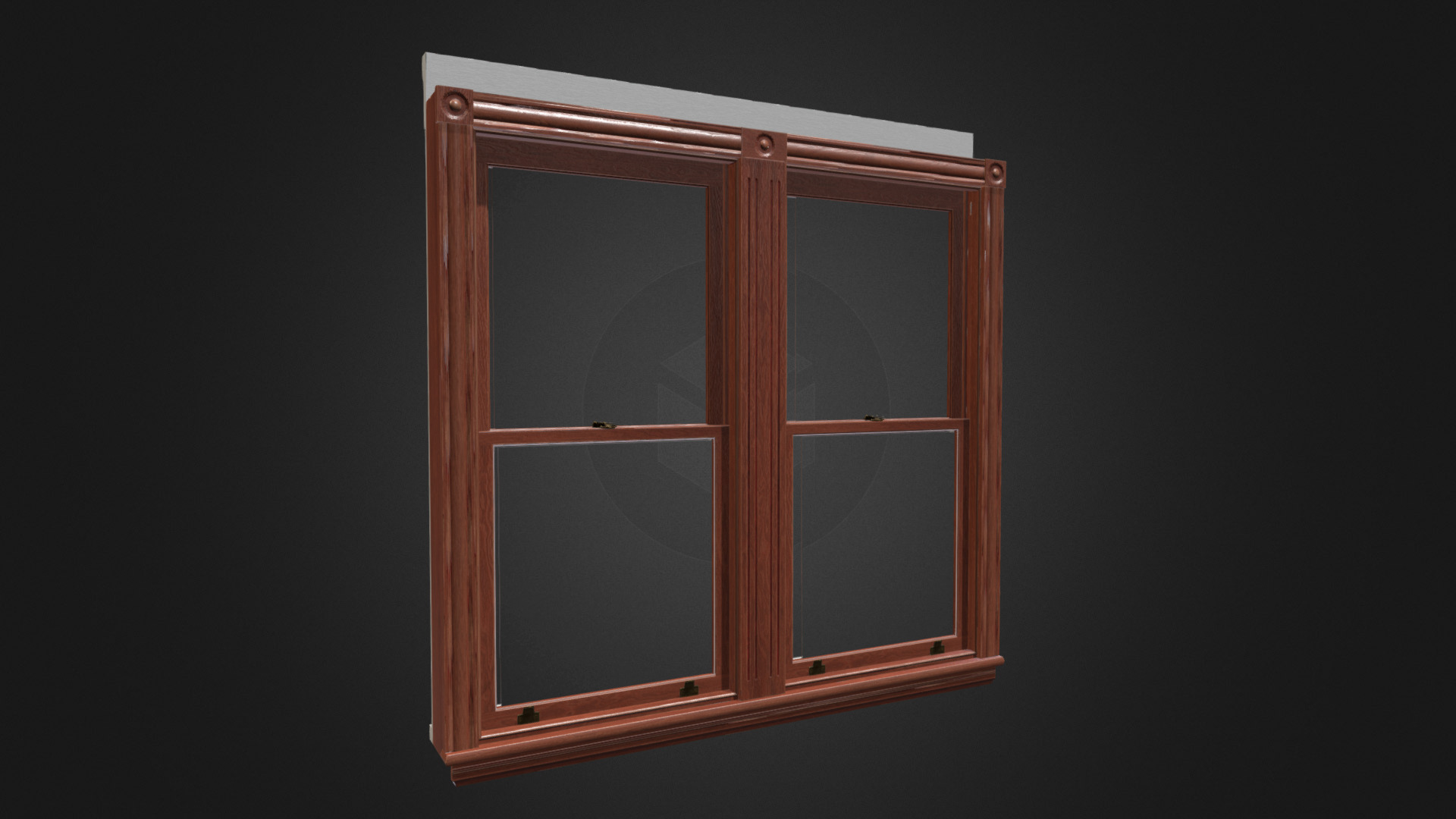 3D model 34in 2- Light Double Low - This is a 3D model of the 34in 2- Light Double Low. The 3D model is about a window with a wooden frame.