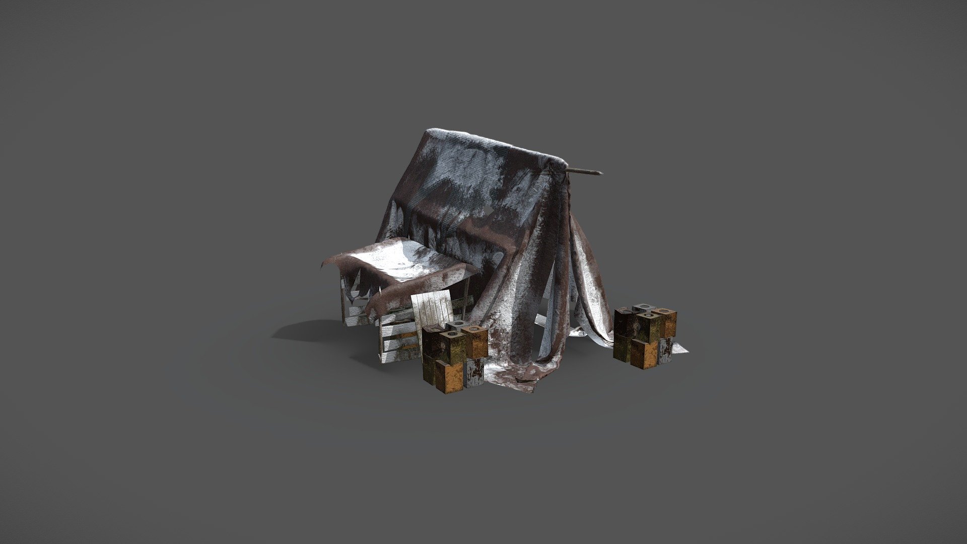 old snowy tent