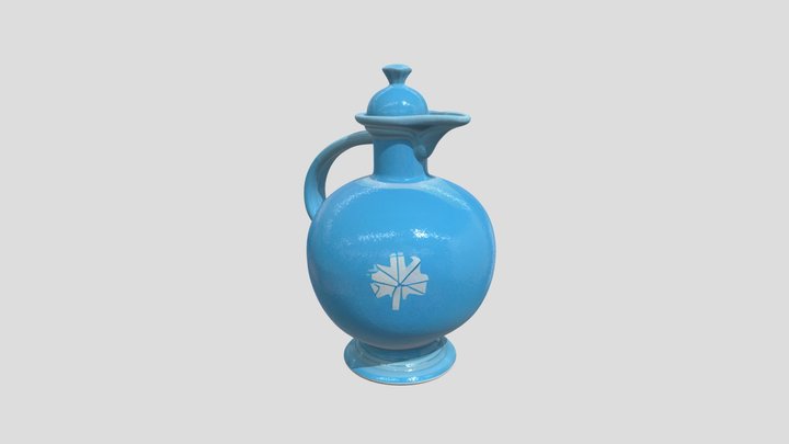 Turquoise Ceramic Jug Floral Motif 3D Model