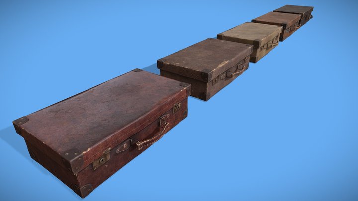 Antique Leather Suitcases Type A 3D Model